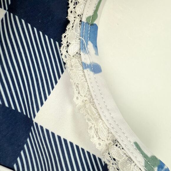 Jane + Jo Blue Check Floral Skirted Swimsuit - Picture 5 of 8